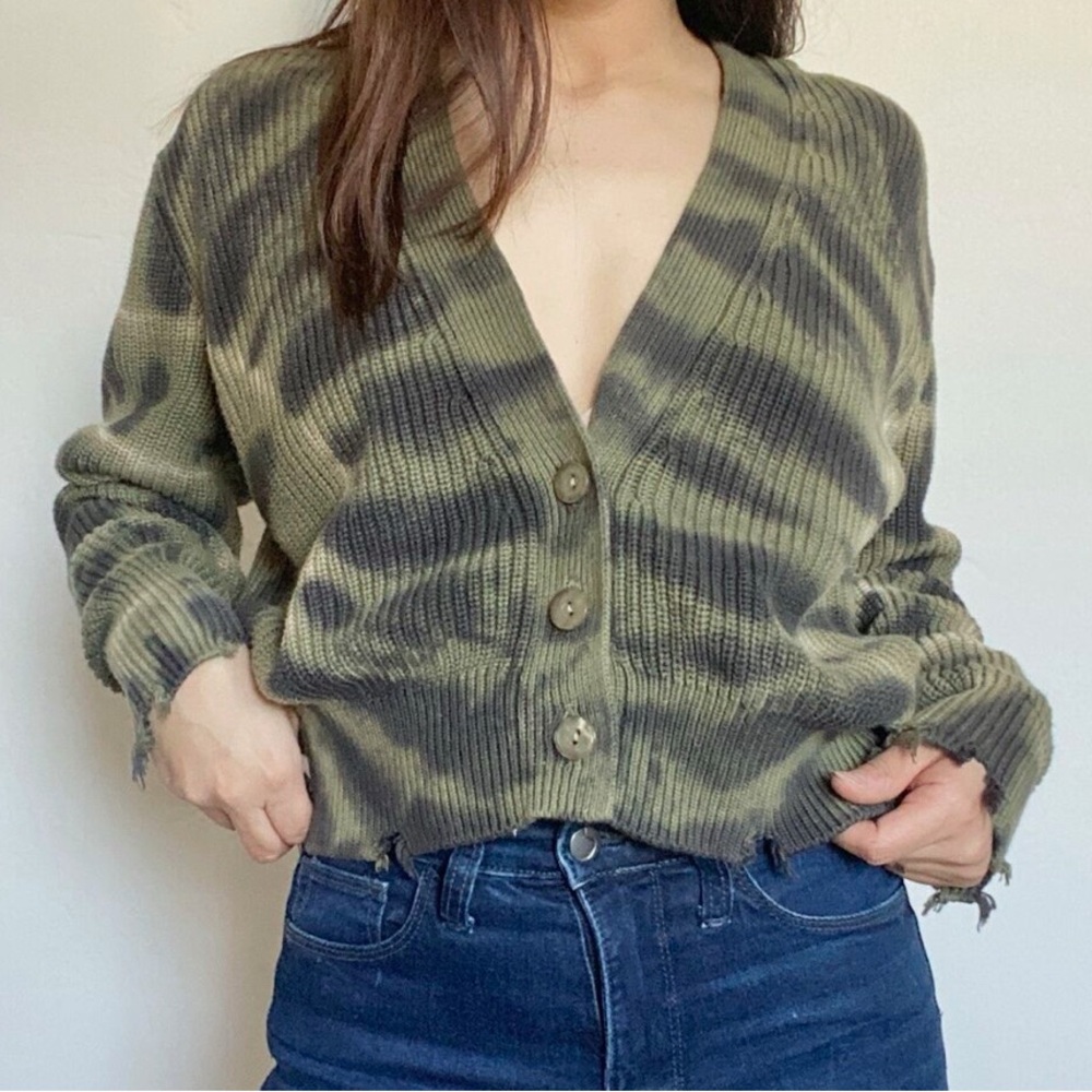 Trendy Olive Green Cardigan